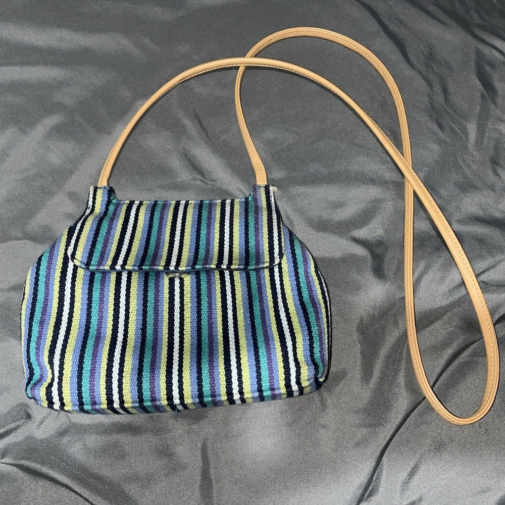 Small Multicolor Fossil Handbag Crossbody Leather‎ Strap Snap Closure